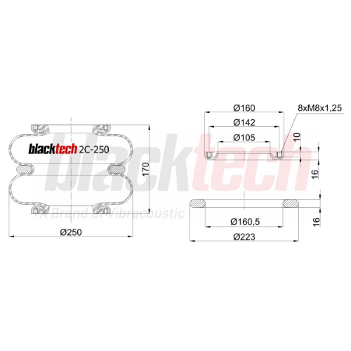 Körük Iki Katli Flansli 17 bar 160 mm