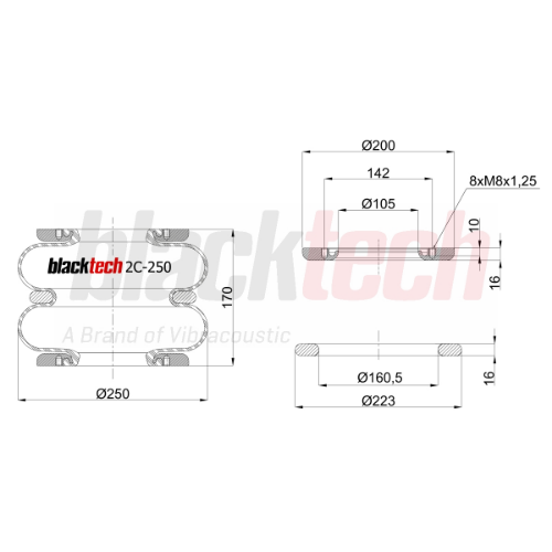 Körük Iki Katli Flansli 17 bar 160 mm