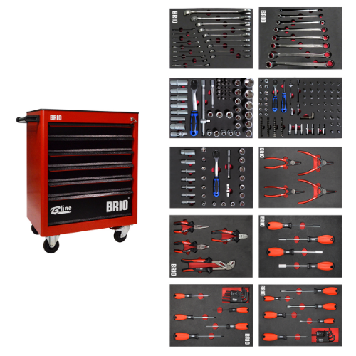 Hareketli Takım Dolabı 6 Çekmece Pro Ss 258 Parça Kırmızı Dolu