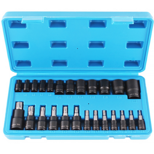 Lokma Seti Torx 1/2 1/4 3/8 25 Parça T8-T60 / E4 - E22