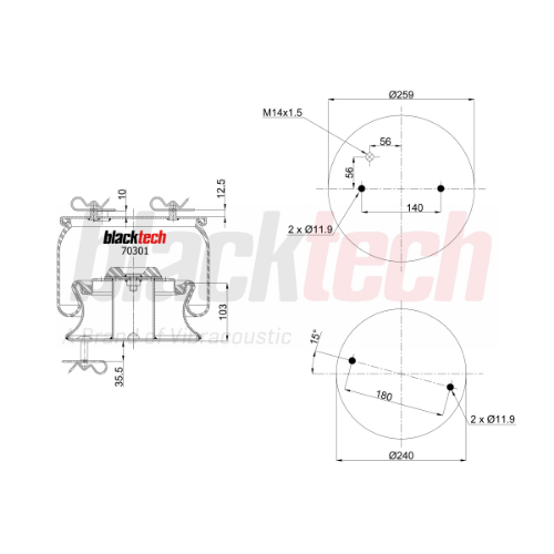 Körük Komple Metal Pistonlu K124 Otobüs Ön